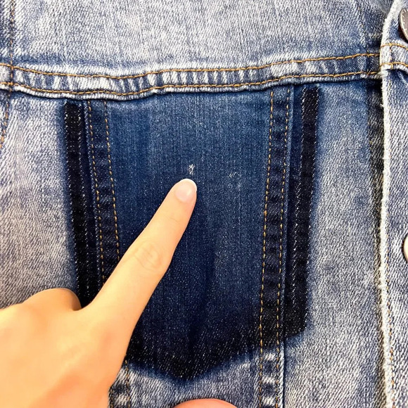 L'Agence Karina Oversized Denim Shadow Pocket Button Down Classic Jean Jacket M - Picture 8 of 10
